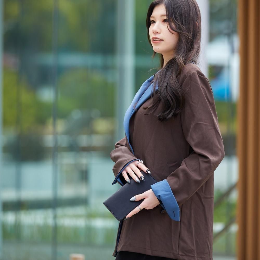 haaki Leather Veined Wave Long Wallet【豊岡財布】